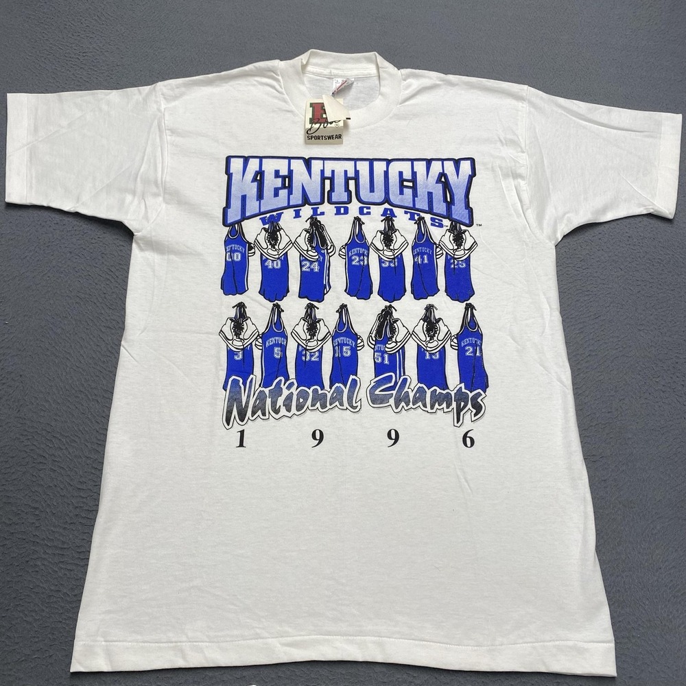 VTG Kentucky Wildcats Shirt Mens Large White NCAA Basketball Fruit Of Loom 1996